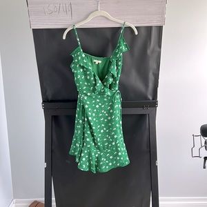 Floral print mini wrap dress. New. Size S